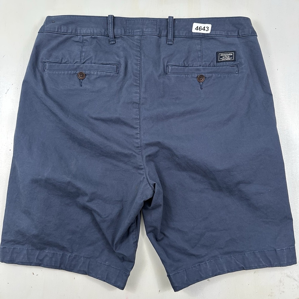 Abercrombie & Fitch Preppy Shorts Men's 33x9 Blue Gray‎ Chino Cotton Stretch